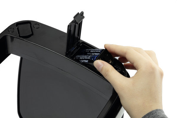 Durable Tisch-Abfallbehälter – 12 l – Edelstahl – Ø 240 × H 430 mm – sensorgesteuert, batteriebetrieben