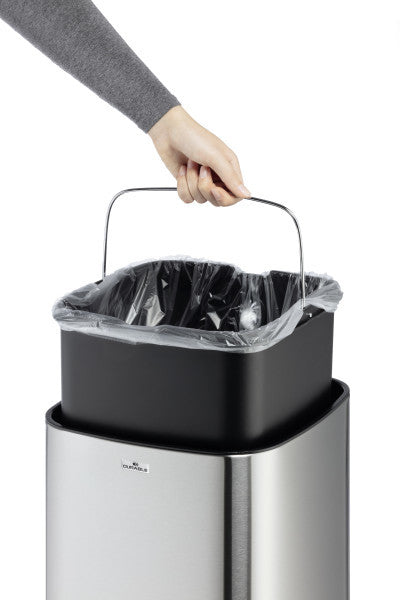 Durable Abfallcontainer – 35 l – mit Deckel – Edelstahl – Ø 305 × H 690 mm – kontaktloser Sensor