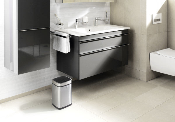 Durable Tisch-Abfallbehälter – 6 l – mit Deckel – Edelstahl – Ø 210 × H 315 mm