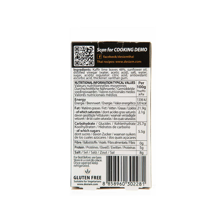 deSIAM Würzpaste Kaffirlimettenblätter, glutenfrei – 30 g