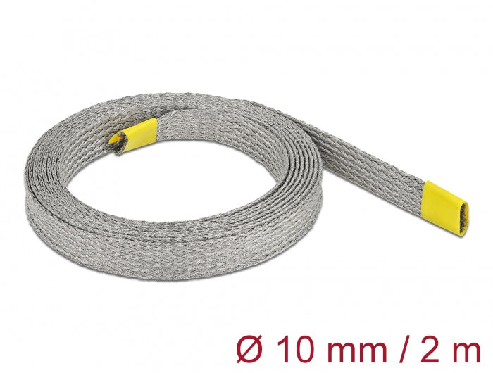 DeLOCK Kabelschlauch, Ø 10 mm, 2 m, EMV-Abschirmung, dehnbar, Kupfer – Grau