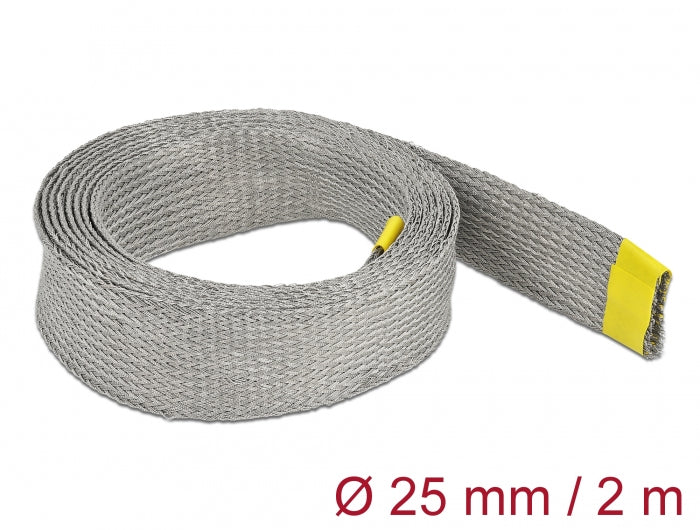 DeLOCK Kabelschlauch, Ø 25 mm × 2 m, EMV-Abschirmung, dehnbar – grau