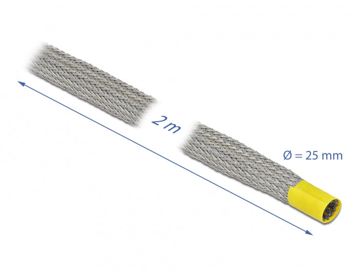 DeLOCK Kabelschlauch, Ø 25 mm × 2 m, EMV-Abschirmung, dehnbar – grau