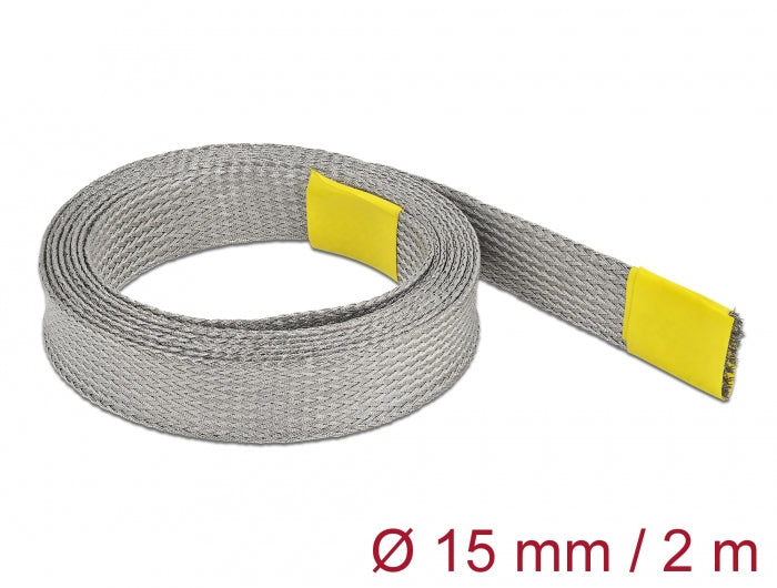 DeLOCK Kabelschlauch – Ø 15 mm, 10–23 mm – 2 m – Kupfer – Grau
