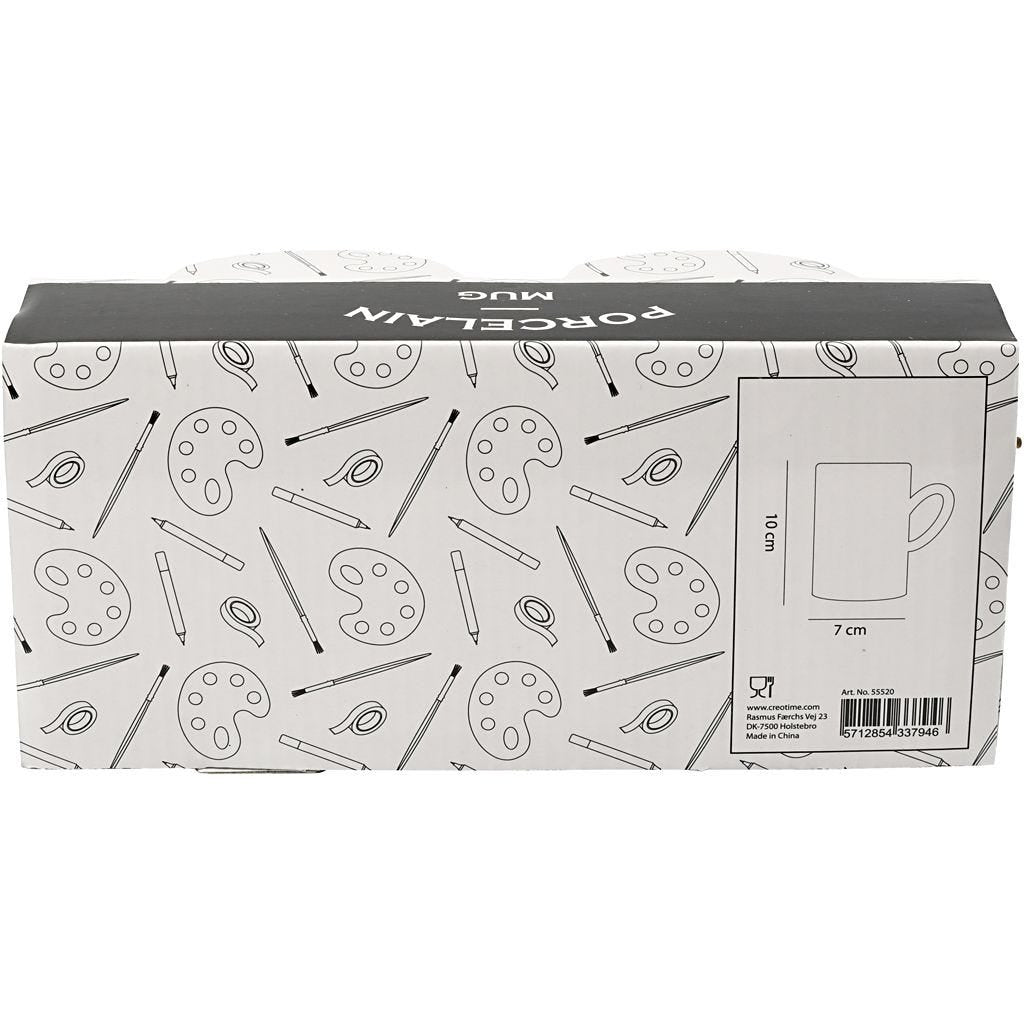 Creativ Company Tassen – 2er Set, Ø 7,4 cm, H 10,0 cm, Porzellan, Weiss