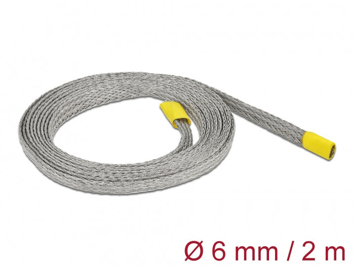 DeLOCK Kabelschlauch, Ø 6 mm × 2 m, EMV-Abschirmung, dehnbar – grau