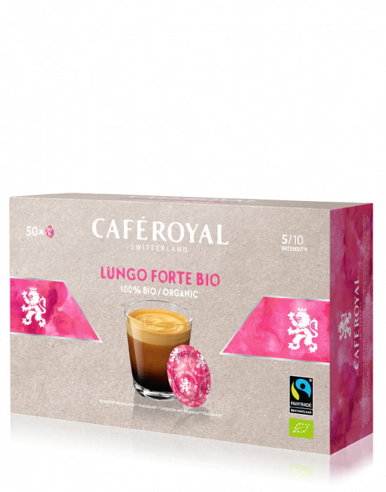 Café Royal Lungo Forte Kaffeepads – für Nespresso Professional – Intensität 8 – Bio – 50 Pads