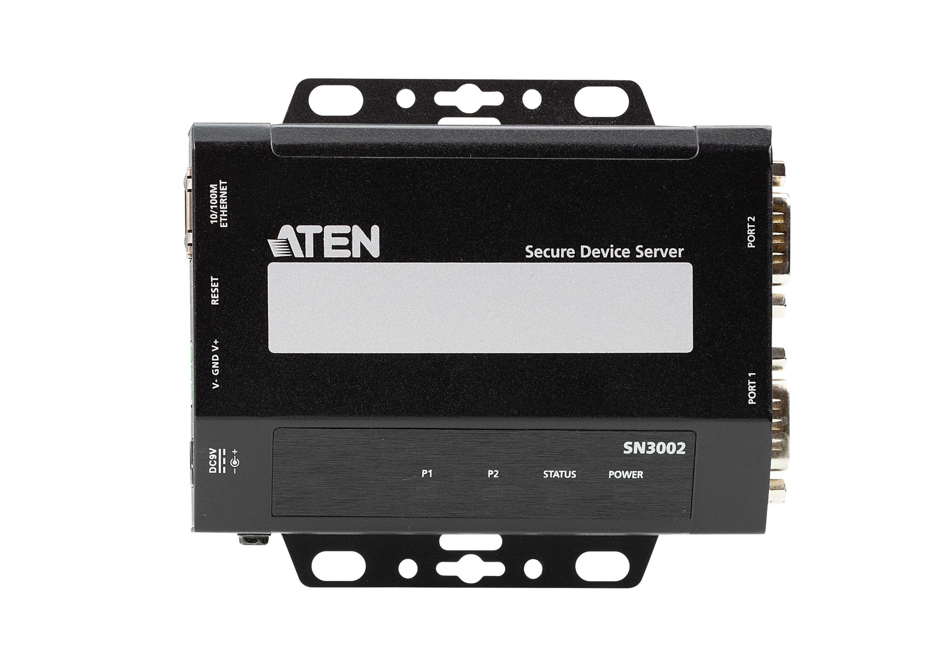 ATEN SN3002 – Ethernet Extender – 2×RS-232, 1×RJ45 10/100 Mbit/s, 9–48 V DC, Metall, Schwarz