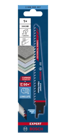 Bosch EXPERT S 641 HM Säbelsägeblatt 100 mm TCT – für Porenbeton, Zementfaser-Paneel, Gipskarton