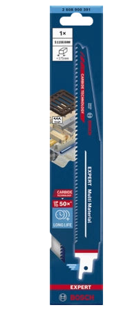 Bosch EXPERT Multi Material Säbelsägeblatt 175 mm HCS/TCT – für Metall, Holz, Kunststoff u. a. – 1 Stk