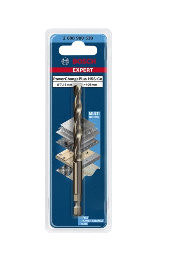 Bosch EXPERT Power Change Plus Zentrierbohrer 7,15 × 105 mm HSS-Co Sechskantschaft – für Metall & Holz