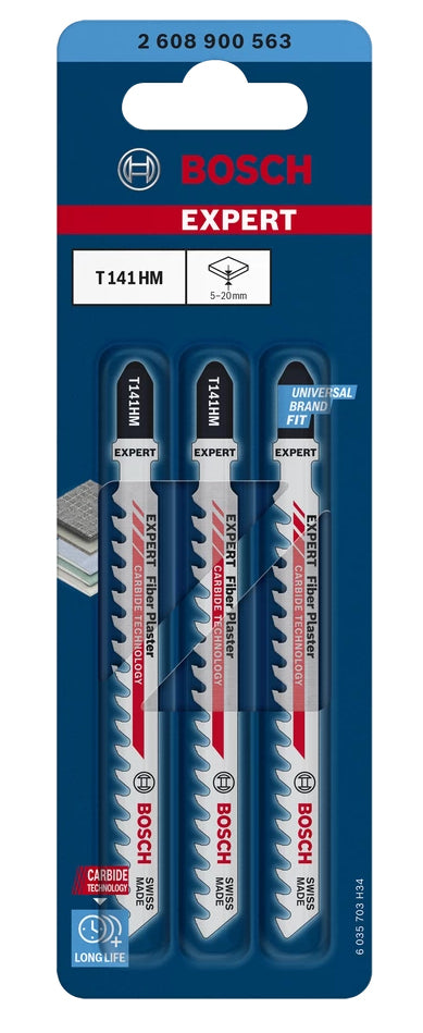 Bosch Professionelles Stichsägeblatt 100 mm Hartmetall – für Faserzement, GFK, Gipskarton – 3 Stk