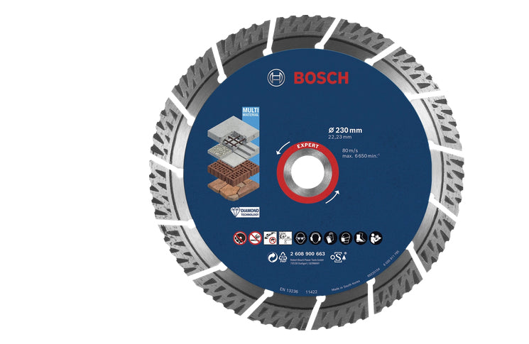 Bosch EXPERT MultiMaterial Diamanttrennscheibe 230 × 22,2 mm Diamant – für Mauerwerk & Beton