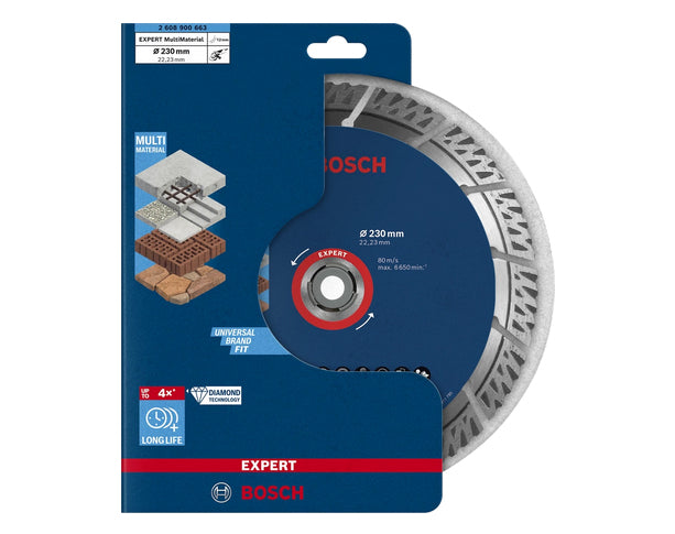 Bosch EXPERT MultiMaterial Diamanttrennscheibe 230 × 22,2 mm Diamant – für Mauerwerk & Beton