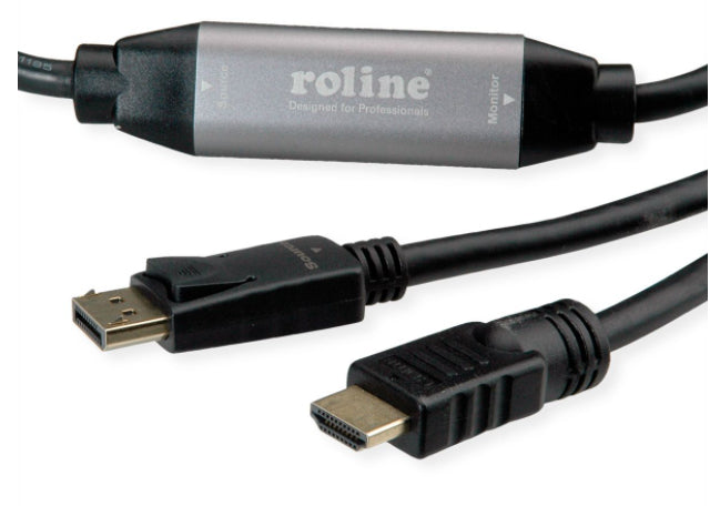 ROLINE DisplayPort auf HDMI Kabel DP 1.2 4K 60 Hz – 7,5 m – aktiv