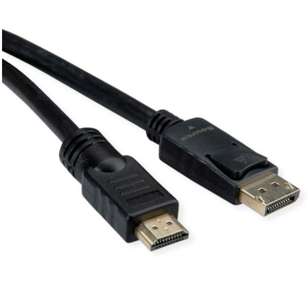 ROLINE DisplayPort auf HDMI Kabel DP 1.2 4K 60 Hz – 10 m – aktiv