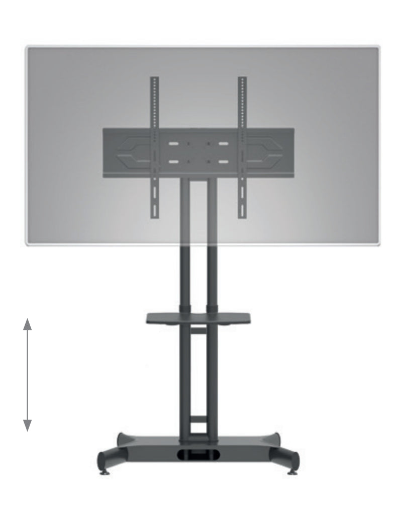 Hagor TV-Wagen – 55–84" – VESA 75×75–800×500 – bis 90 kg, Höhenverstellbar, mit Rollen – HP Twin Stand HD