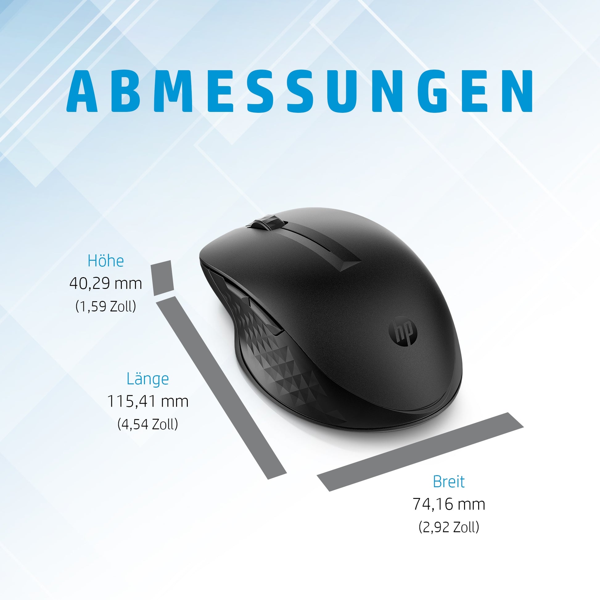 HP 435 – Maus – Kabellos (Bluetooth/2,4 GHz), 4000 DPI, beidhändig, Schwarz