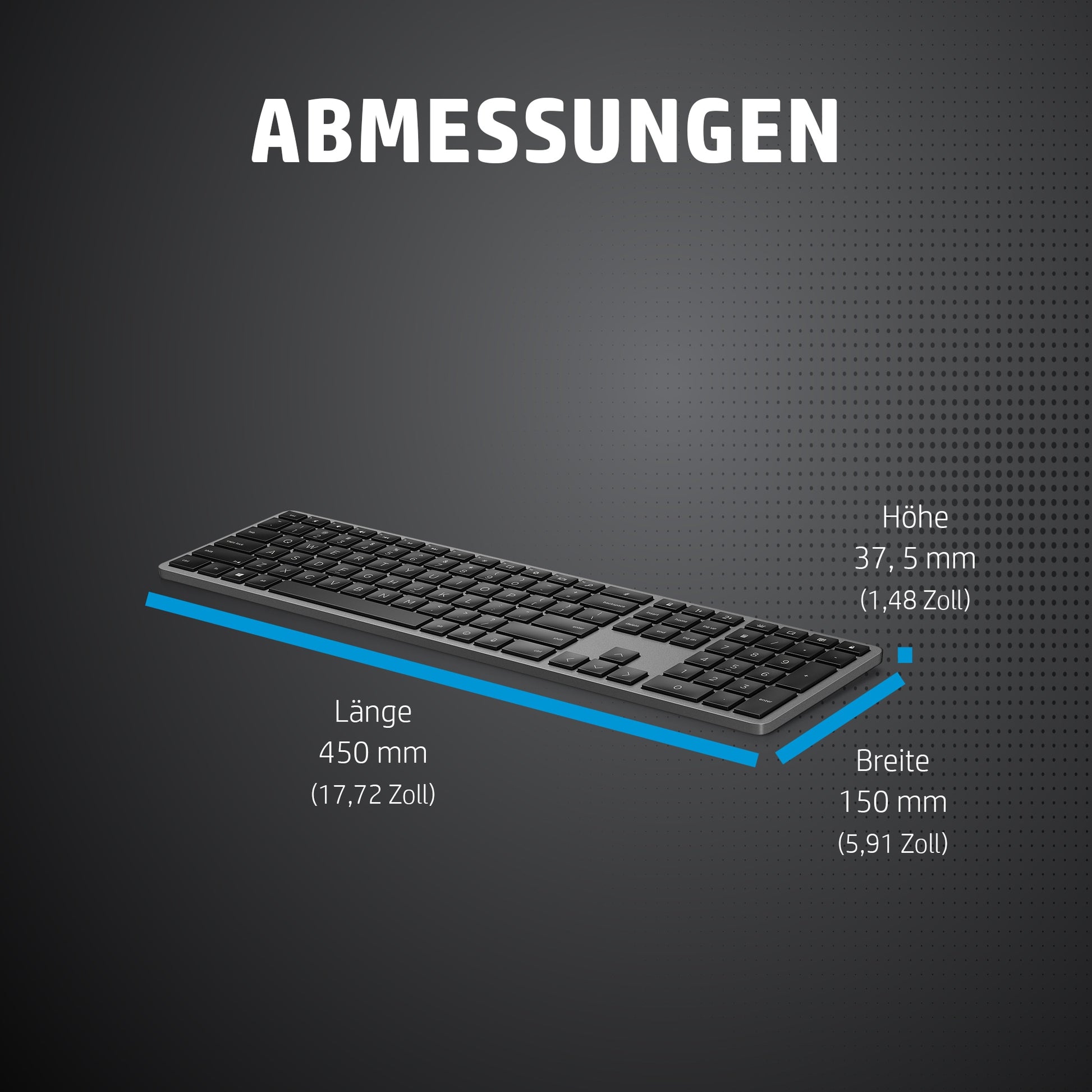 HP 975 – Tastatur, kabellos (Bluetooth), kabelgebunden (USB), CH-Layout (DE-CH)