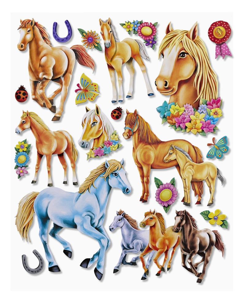 HobbyFun Sticker, Pferde, mehrfarbig, 1 Stk, 30 × 30 cm