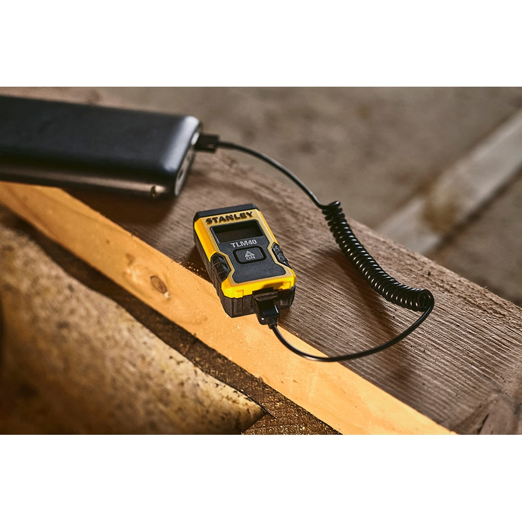 Stanley Laserentfernungsmesser TLM40, Kunststoff, Gelb/Schwarz, inkl. USB-Kabel