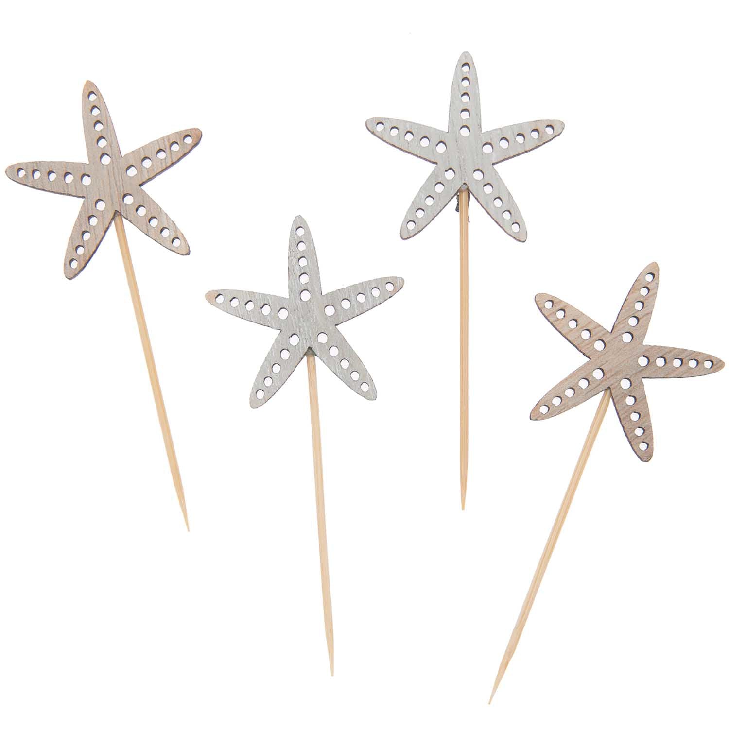 Rico Design Party-Piekser Seestern – Weiss – 7,5 cm – Holz – 4 Stk