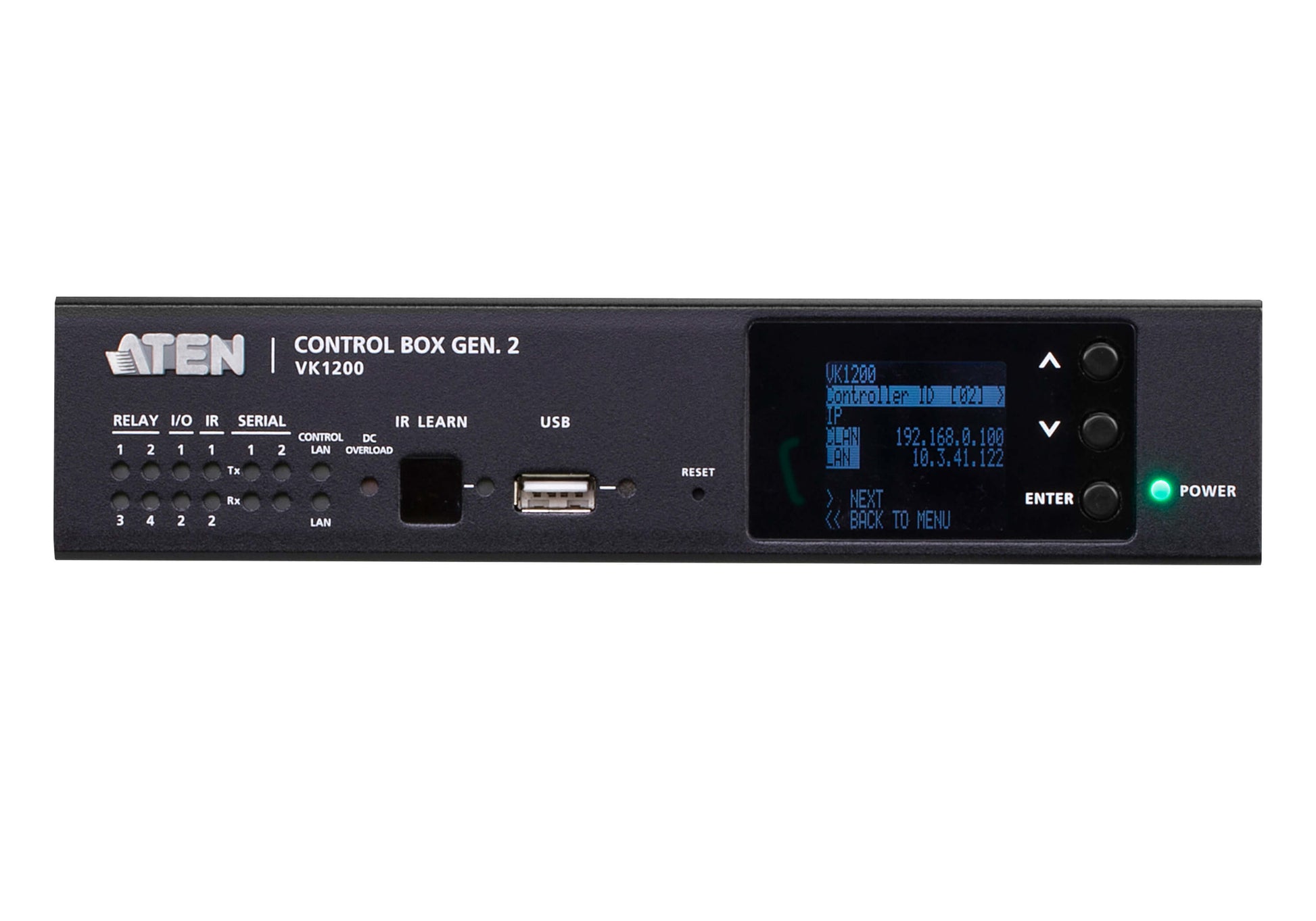 ATEN VK1200 – Kompakte Control Box (KVM over IP Switch), 2× LAN, 1× USB-A, Dual LAN, Quad-Core, ONVIF, Schwarz