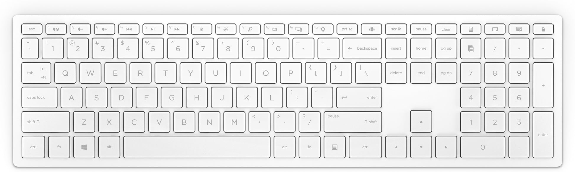HP Keyboard 600 – Tastatur – 2,4 GHz (Nano-Empfänger) – mechanisch – QWERTY (US-INT) – Weiss