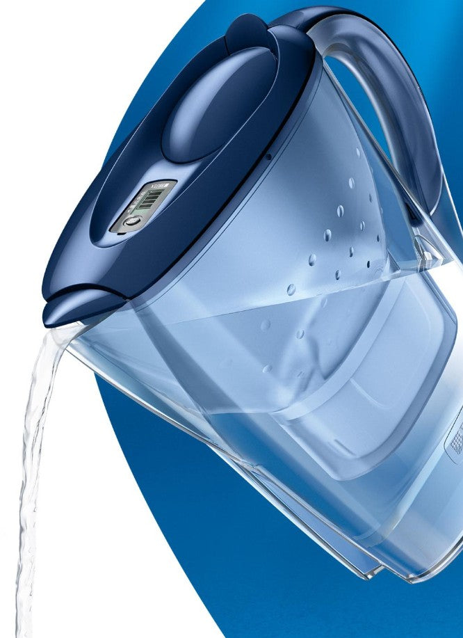 Brita Marella Tischwasserfilter – 2,4 l, inkl. 3 MAXTRA PRO Kartuschen, Blau