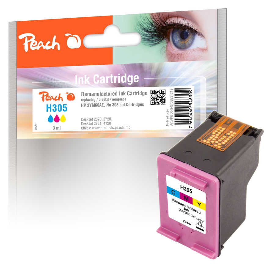 Peach 305 Dreifarbig Tintenpatrone (Kompatibel) – 100 Seiten – für HP DeskJet 2320/2720/4120 … – 3YM60AE