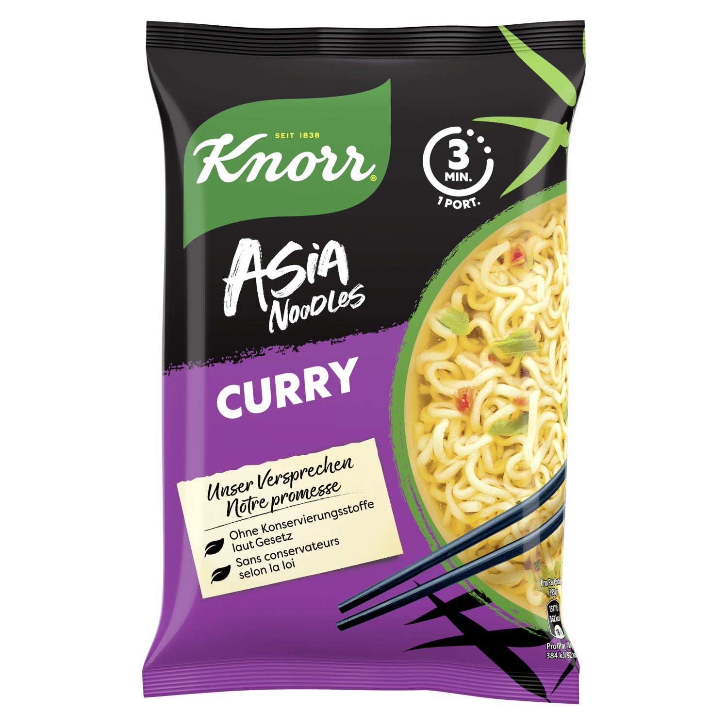 Knorr Instantnudeln Curry Beutel – 70 g