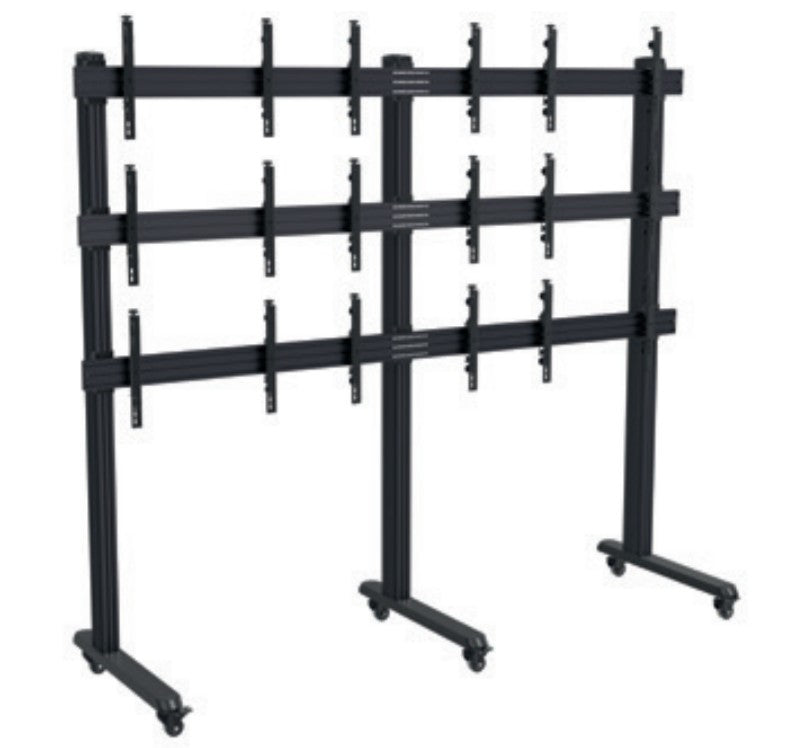Hagor Videowandhalterung – 46–55" – VESA 75×75–800×400 – bis 360 kg, mit Rollen, für 9 Displays – HA-VWT 3×3