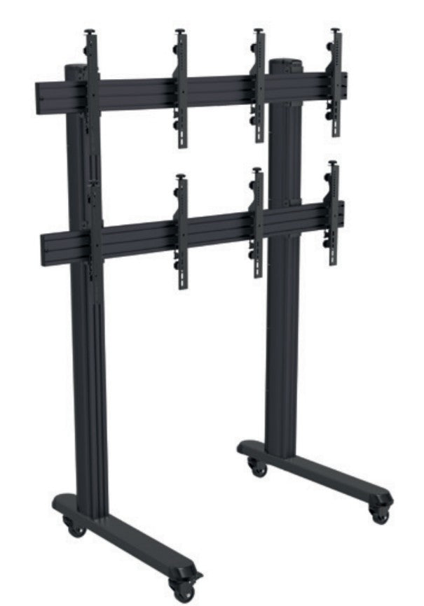 Hagor Videowandhalterung – 46–55" – VESA 75×75–400×400 – bis 160 kg, höhenverstellbar, für 2×2 Hochformat