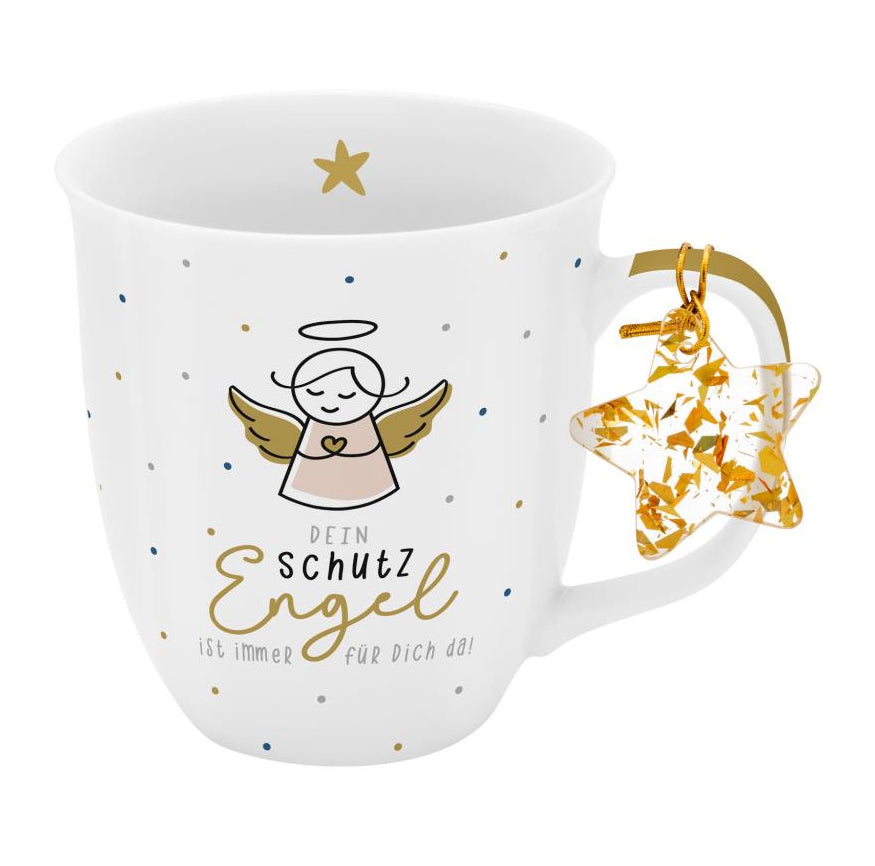 Sheepworld Tasse Engel – 400 ml, Ø 9,0 cm, H 10,0 cm, Porzellan, Weiss/Gold