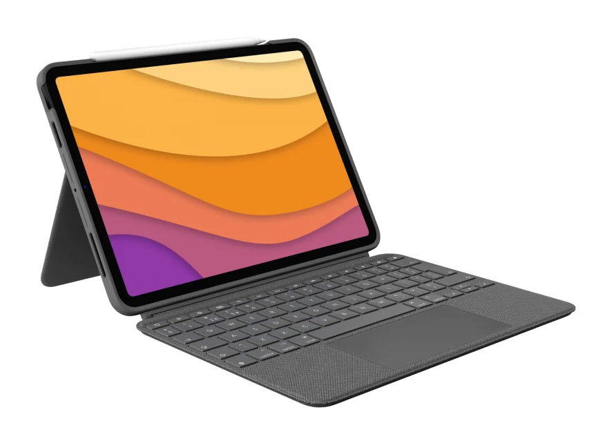 Logitech Combo Touch – Tastatur, UK-Layout (EN), mit Touchpad, Grau – für iPad Air (4. Generation)