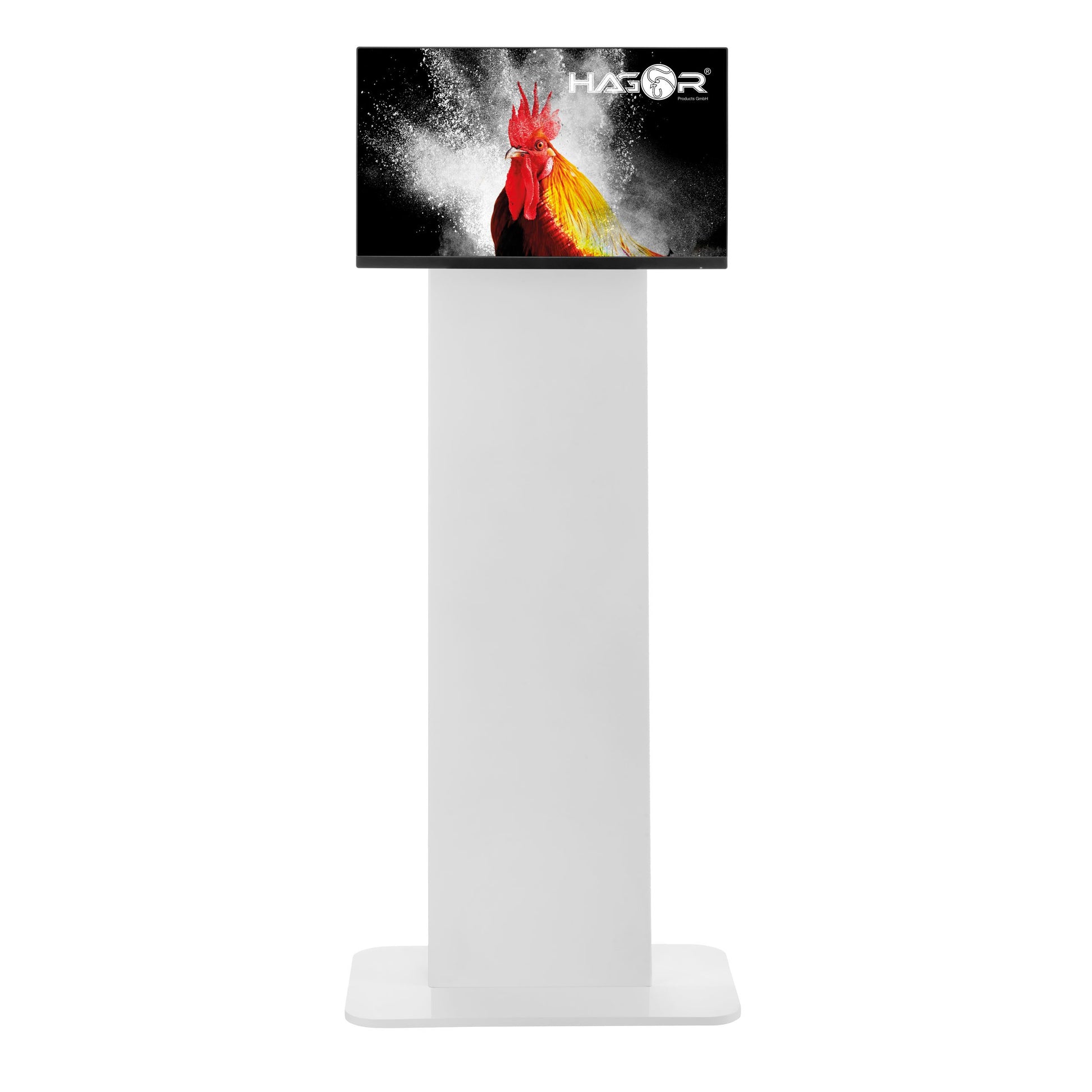 Hagor Bodenständer – Neigbar – 22–43" – VESA 75×75–200×200 – bis 12 kg, Höhenverstellbar – Weiss