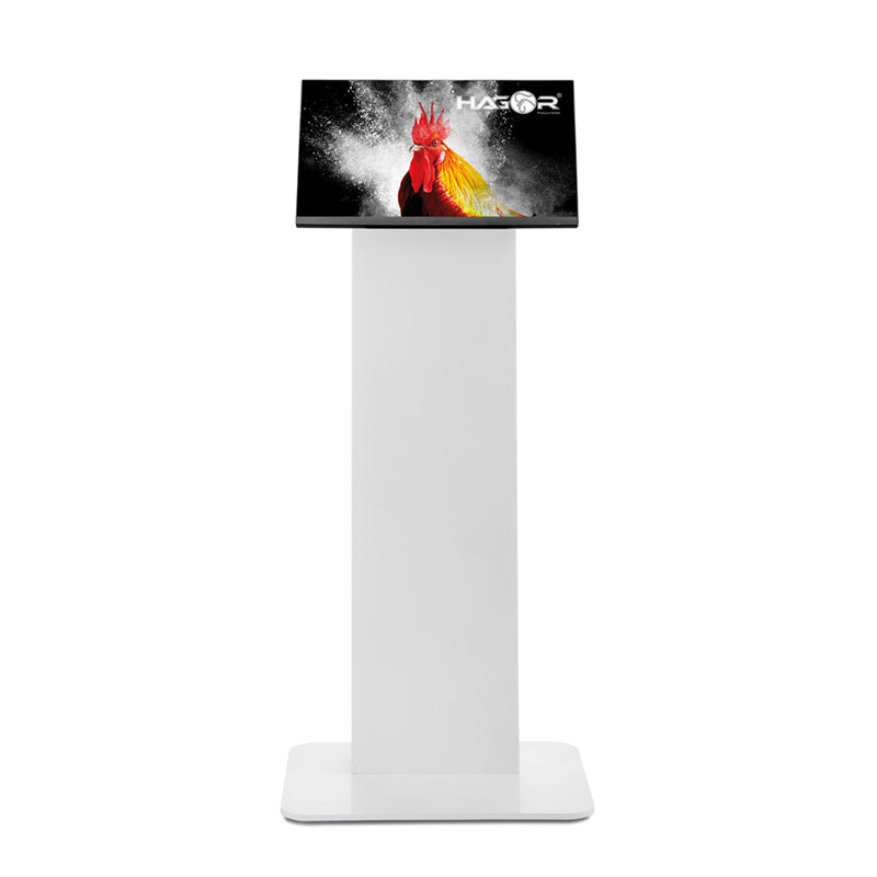 Hagor Bodenständer – Neigbar – 22–43" – VESA 75×75–200×200 – bis 12 kg, Höhenverstellbar – Weiss