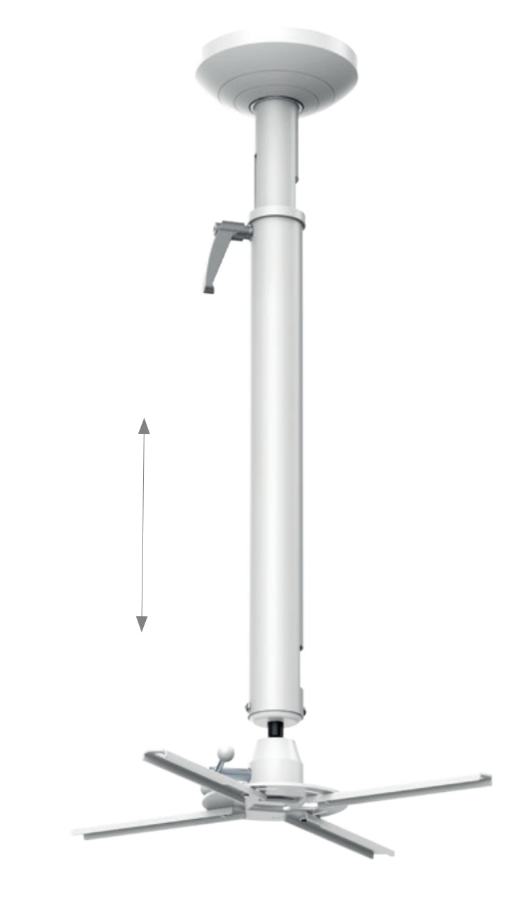 Hagor Beamfix II Projektor-Deckenhalterung – 82,0–120,0 cm, 10 kg, schwenkbar, neigbar, Silber