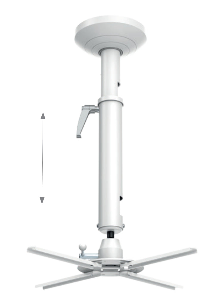 Hagor Beamfix II – Deckenhalterung, 520–600 mm, max. 10 kg, drehbar 180°, neigbar 0–20°, Kabelführung