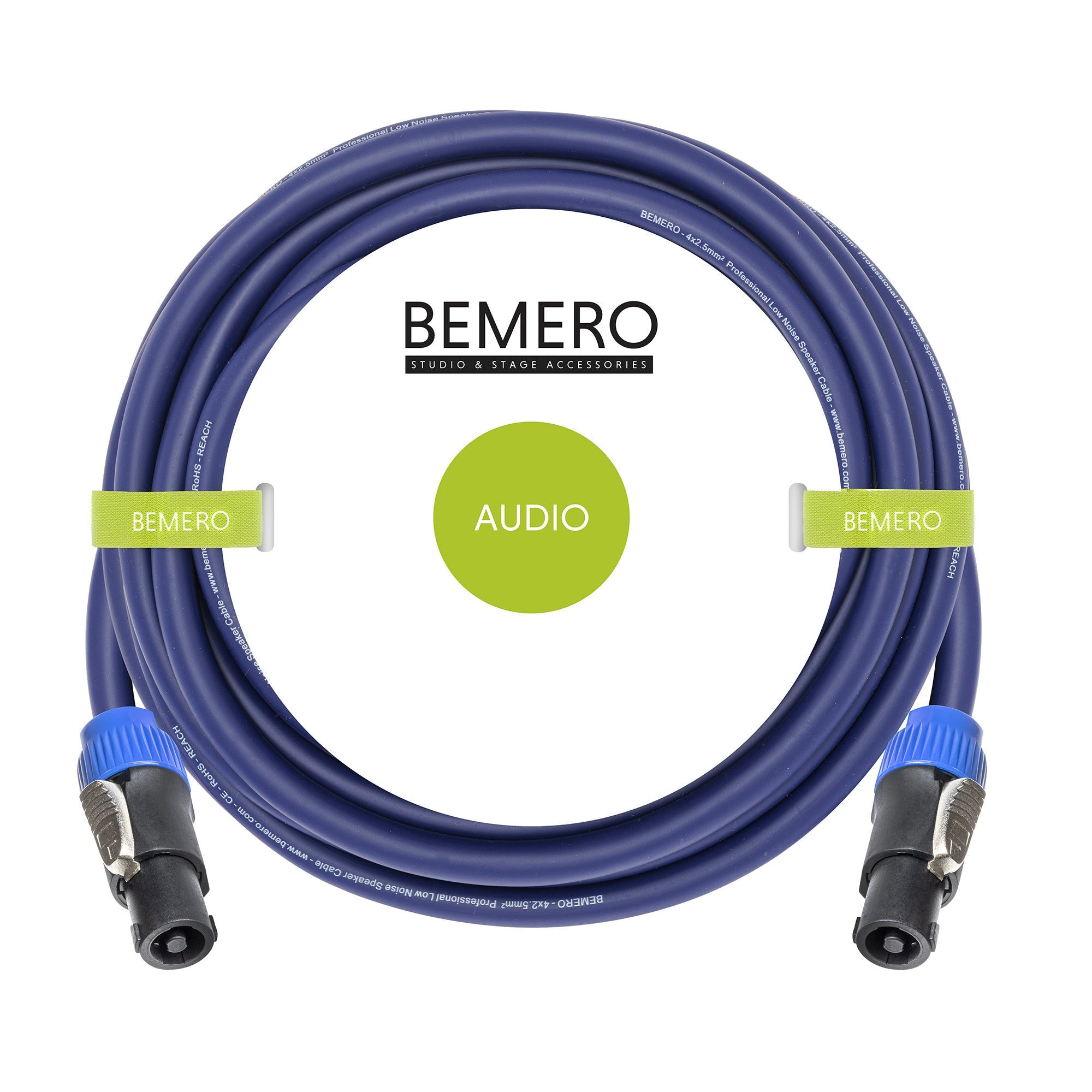 Bemero Audiokabel Speakon (NL4) auf Speakon (NL4) – 10 m, 4-polig, schwarz