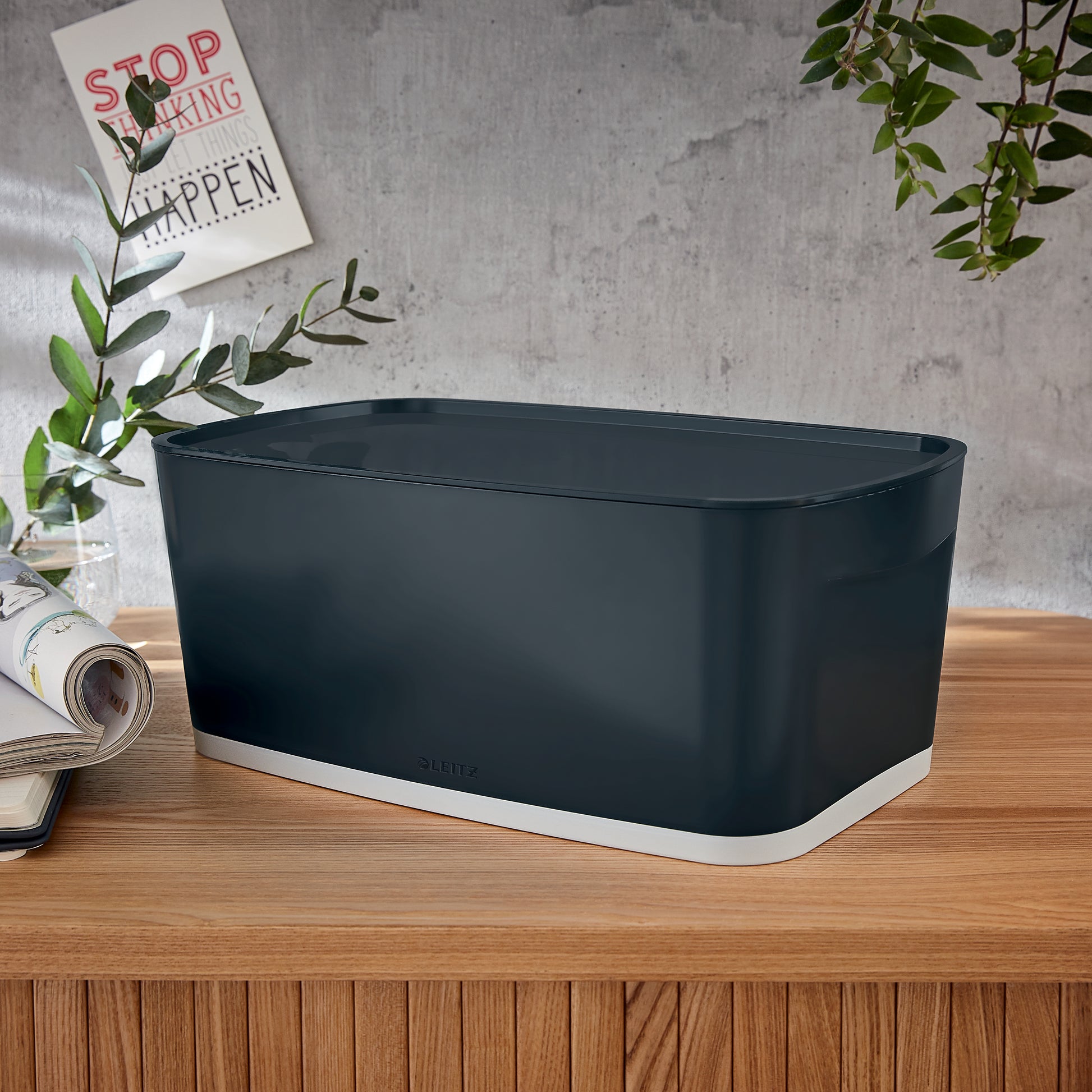 Leitz MyBox Cosy Aufbewahrungsbox – 5 l, für A5, grau, Polystyrol (PS), B 318 × H 128 × T 191 mm