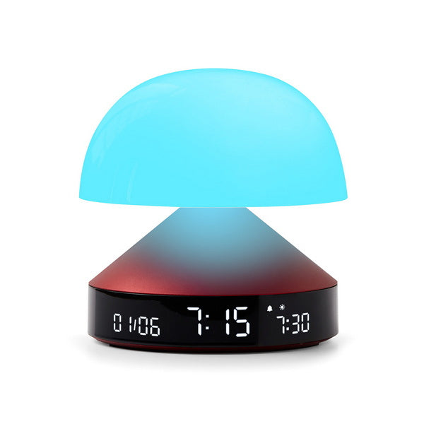 Lexon Lichtwecker Mina Sunrise – digital – 11 × 11 cm, weinrot, Aluminium, USB, Wecktöne