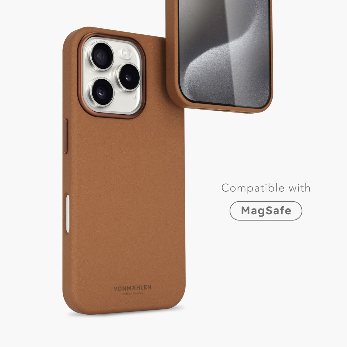 Vonmählen Backcover Like Leather – für Apple iPhone 16 Pro – braun – Kunstleder – MagSafe-kompatibel