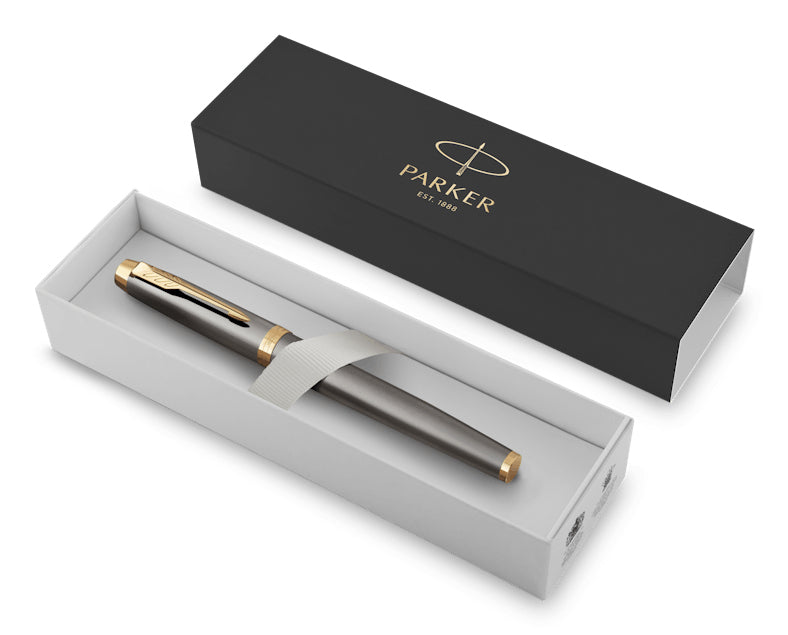 Parker IM Grey GT – Tintenroller, mit Kappe, 0,5 mm, Grau, 1er Geschenkbox