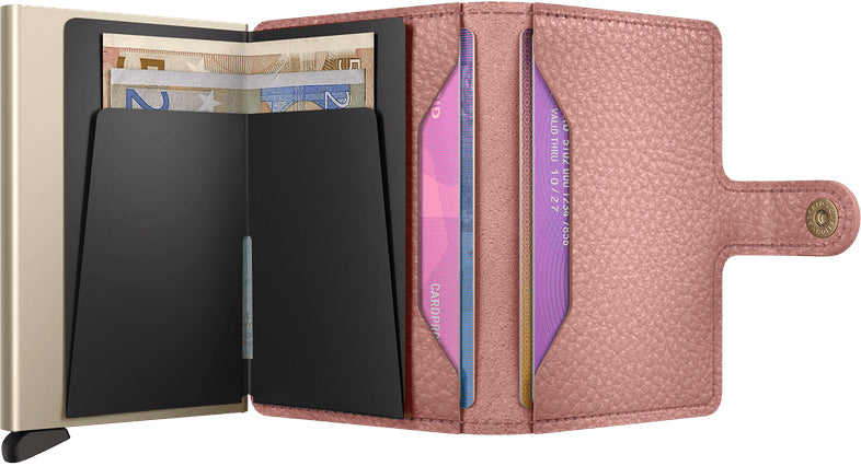 Secrid Kartenetui Miniwallet – RFID-Schutz, 10 Karten – 65 × 21 × 102 mm – Pebble Rose – Leder