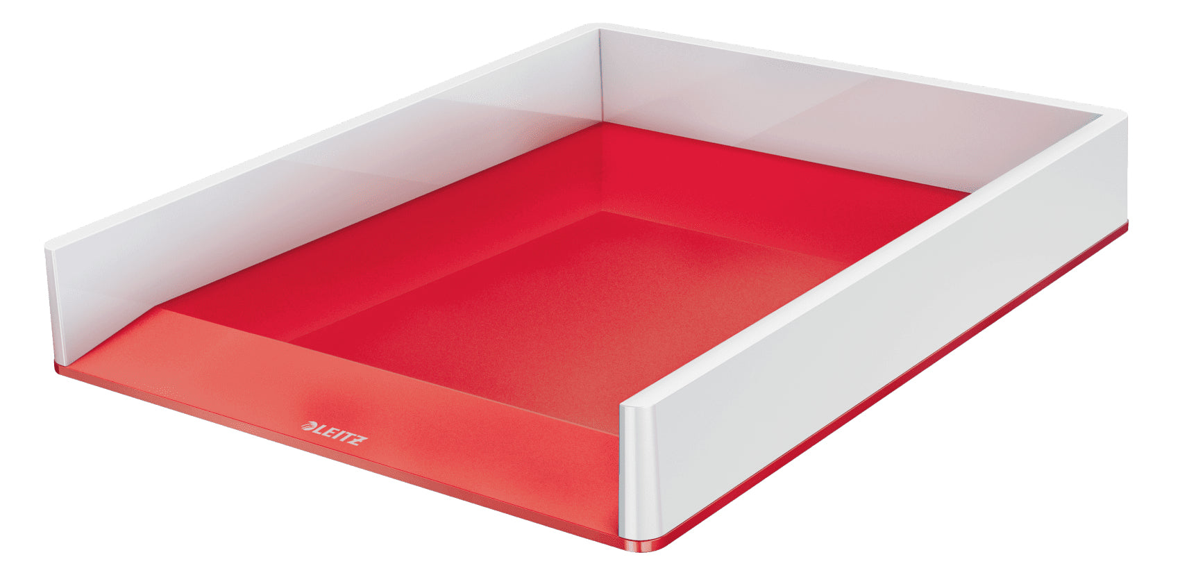 Leitz WOW – Briefkorb für A4, Polystyrol (PS), Rot/Weiss, 267 × 49 × 336 mm