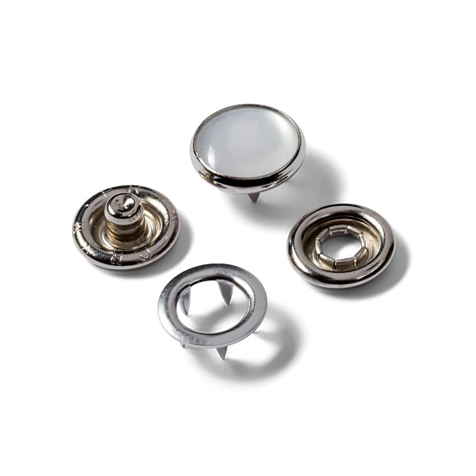 Prym Knöpfe Ø 12 mm – Messing, weiss, 6 Stück