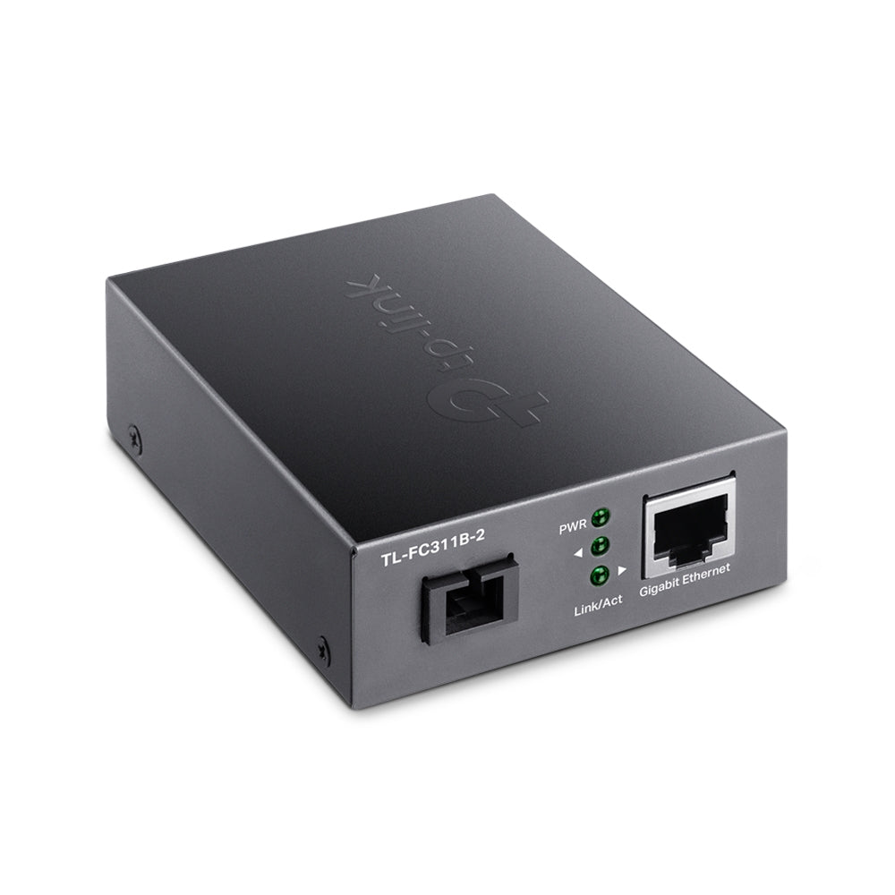 TP-Link FC311B-2 Medienkonverter SC zu RJ-45 – Gigabit (1 Gbit/s), Singlemode, bis 2 km, 1× RJ-45, 1× SC, WDM