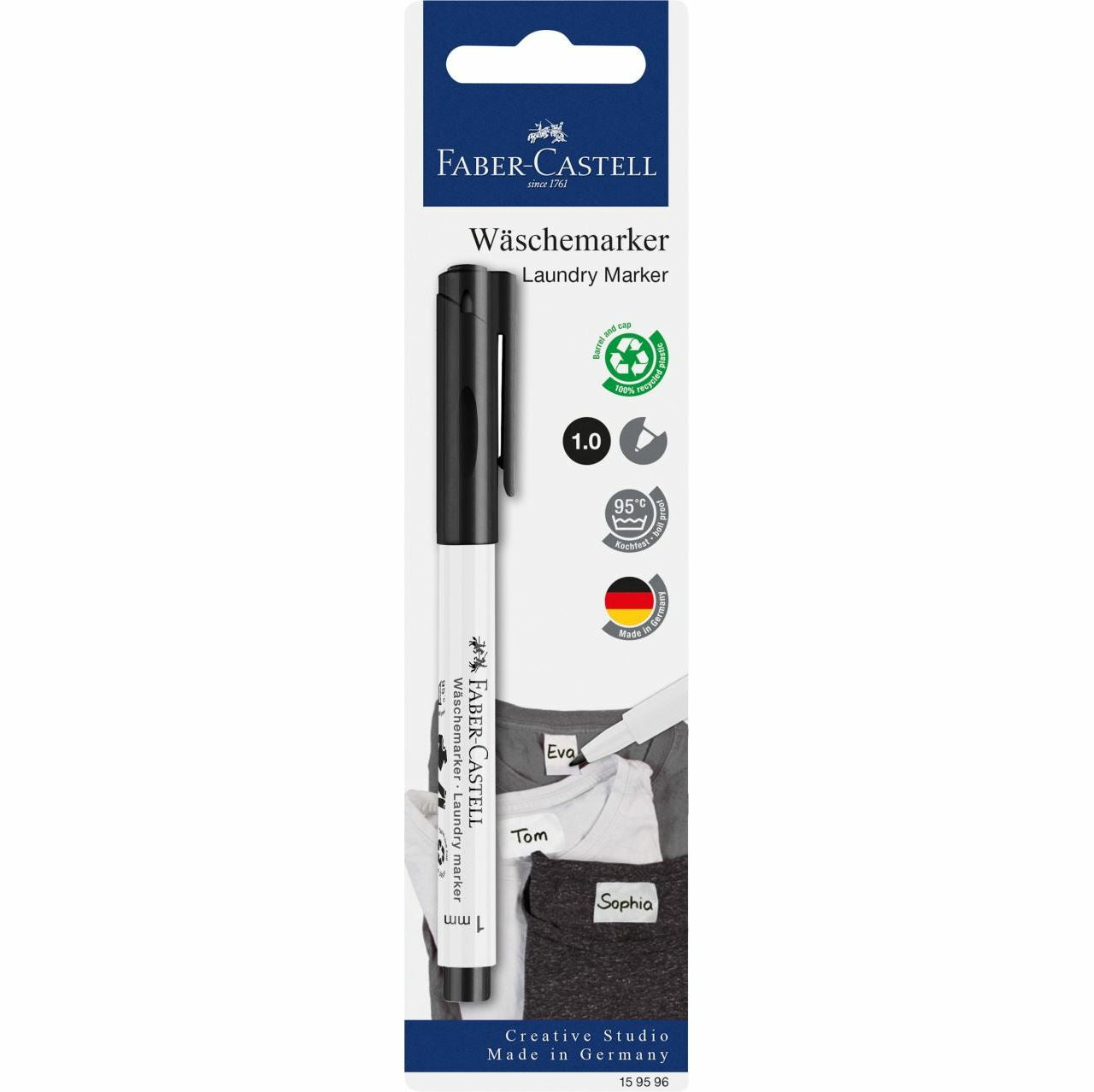 Faber-Castell 159596 Textilmarker – 1 mm – Schwarz – für Textilien