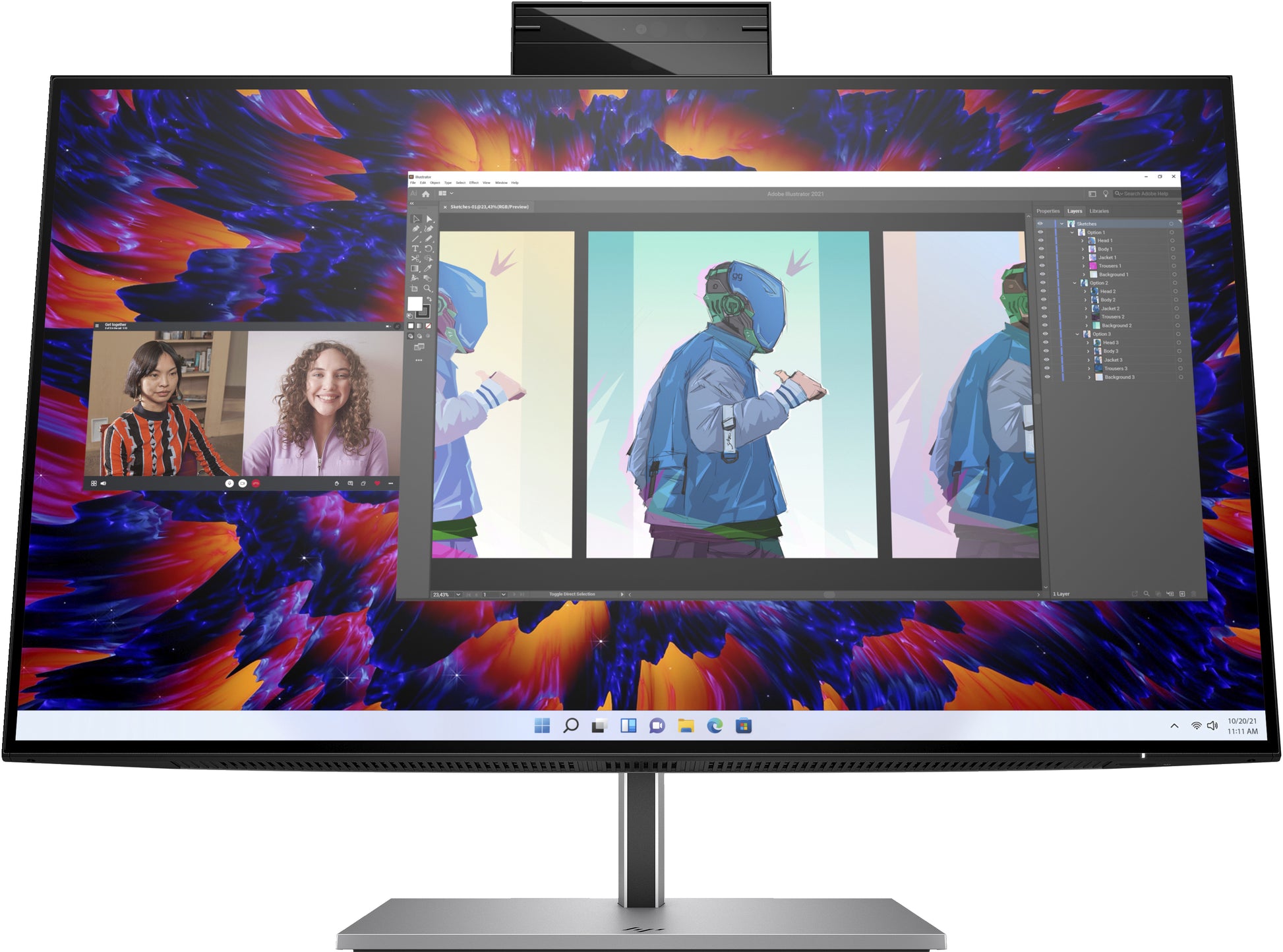 HP Z24M G3 – Monitor, 23,8", IPS, 90 Hz, 400 cd/m², Webcam, Mikrofon, Lautsprecher, USB-C, Silber